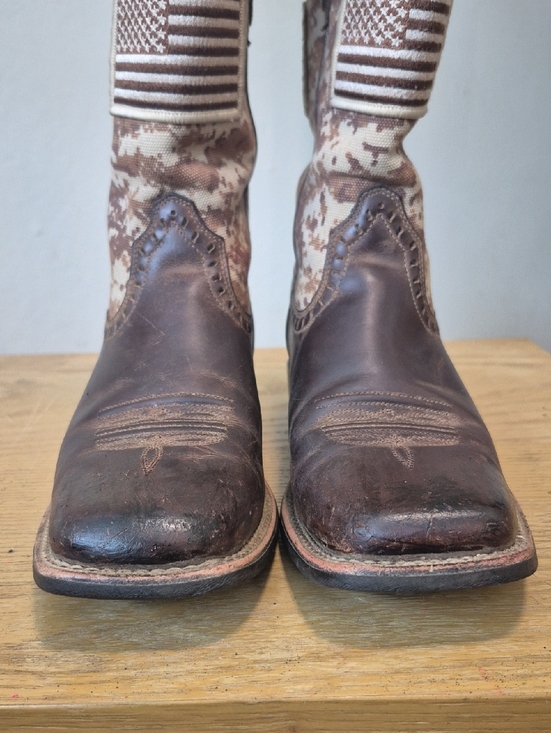 Ariat Sport Patriot Western Men Sz 7 Brown Sand Camo Square Toe US Flag Boots main image 7
